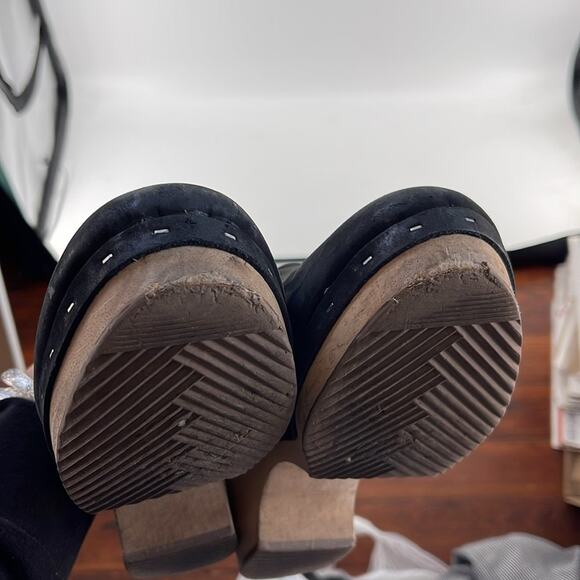 LOFT leather slip on mule Swedish style wooden sole clogs sz 7.5 - Picture 7 of 7